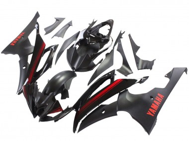 Yamaha YZF 600 R6 Motorrad Verkleidung 2008-2016 - Glanzendes Schwarz Matt Schwarz Rot Streifen