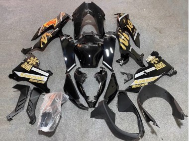 Kawasaki ZX10R Motorrad Verkleidung 2021-2025 - Glanzendes Schwarz Gold Elf Schnee