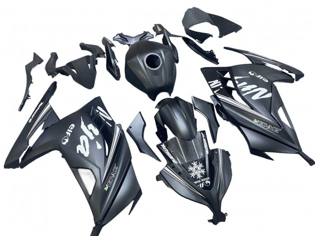 Kawasaki EX300 Motorrad Verkleidung 2013-2024 - Matt Schwarz Weiss Elf Schnee