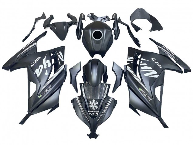 Kawasaki EX300 Motorrad Verkleidung 2013-2024 - Matt Schwarz Weiss Elf Schnee