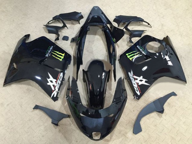 Honda CBR1100XX Blackbird Motorrad Verkleidung 1996-2007 - Glanzendes Schwarz Grun Monster
