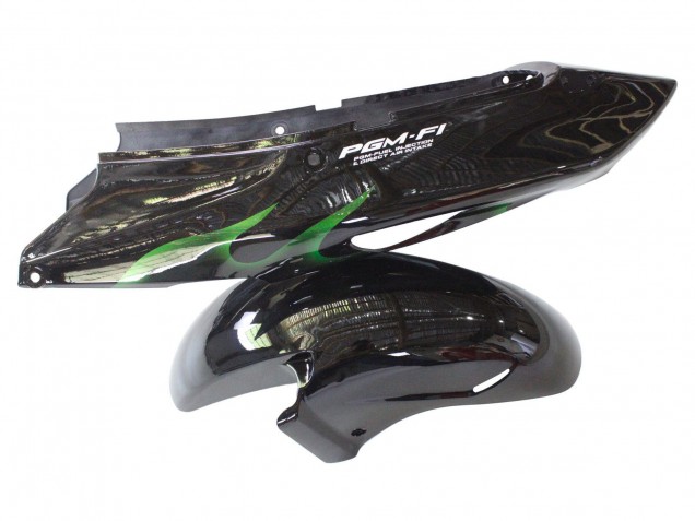 Honda CBR1100XX Blackbird Motorrad Verkleidung 1996-2007 - Glanzendes Schwarz Grun Flamme