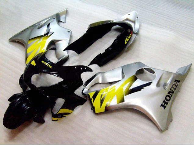 Honda CBR600 F4 Motorrad Verkleidung 1999-2000 - Silber Gelb Glanzendes Schwarz