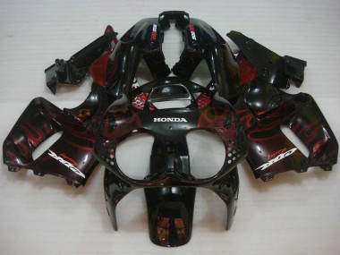 Honda CBR900RR 893 Motorrad Verkleidung 1992-1993 - Glanzendes Schwarz Rot Flamme