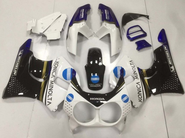Honda CBR900RR 893 Motorrad Verkleidung 1992-1993 - Weiss Blau Glanzendes Schwarz Konica Minolta