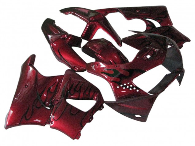 Dunkel Rot mit Schwarz Flamme 1998-1999 Honda CBR900RR 919 Motorrad Verkleidung