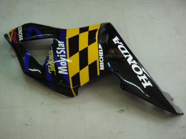Blau Gelb Glanzendes Schwarz Telefonica MoviStar Castrol 2002-2003 Honda CBR900RR 954 Motorrad Verkleidung