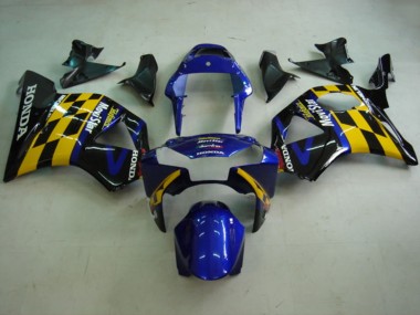 Blau Gelb Glanzendes Schwarz Telefonica MoviStar Castrol 2002-2003 Honda CBR900RR 954 Motorrad Verkleidung