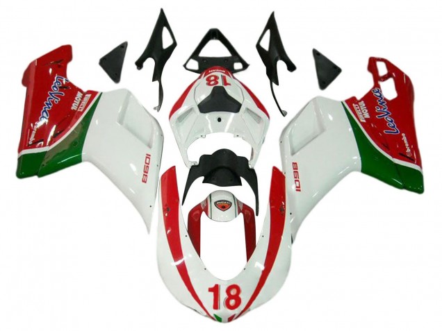 Ducati 848/1098/1198 Motorrad Verkleidung 2007-2014 - Weiss Rot Grun 18