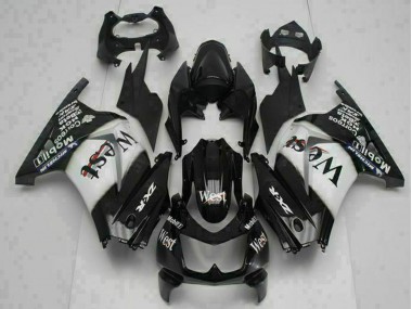 Glänzendes Schwarz Weiß West 2008-2012 Kawasaki EX250 Motorrad Verkleidung