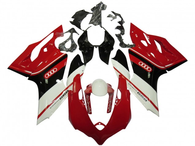 Ducati Panigale 899 Motorrad Verkleidung 2011-2014 - Weiss Rot Glanzendes Schwarz Dunlop