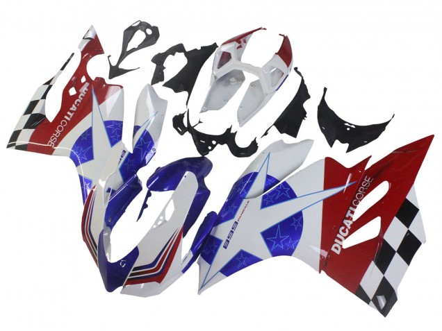 Ducati Panigale 899 Motorrad Verkleidung 2011-2014 - Weiss Blau Rot Schwarz