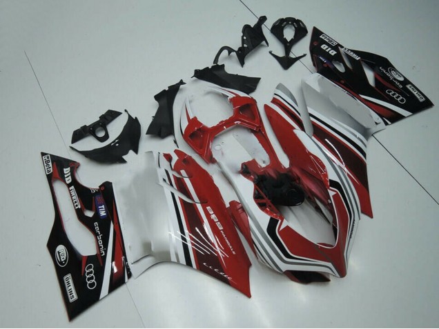 Ducati Panigale 899 Motorrad Verkleidung 2011-2014 - Weiss Rot Glanzendes Schwarz
