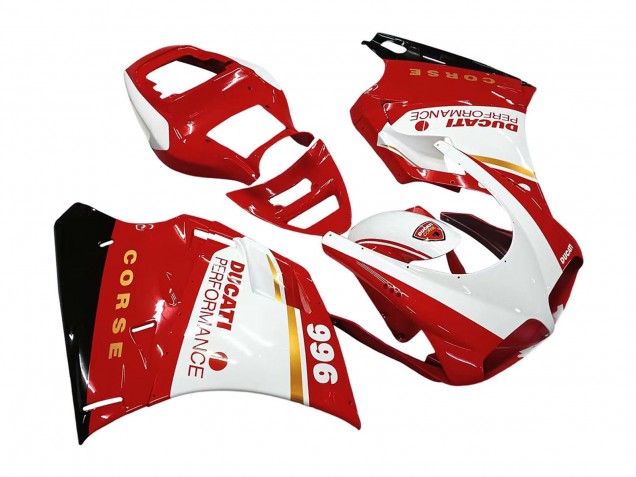 Ducati 996 Motorrad Verkleidung 1993-2005 - Weiss Rot Gold Glanzendes Schwarz Corse Performance