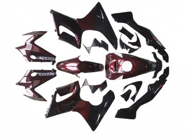 Honda CBR125R Motorrad Verkleidung 2002-2006 - Glanzendes Schwarz Rot Flamme