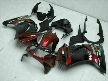 Glänzendes Schwarz Kastanienbraun Rot 2008-2012 Kawasaki EX250 Motorrad Verkleidung