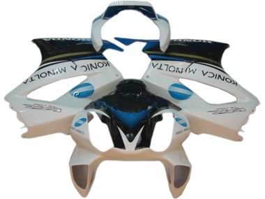 Honda VFR 800 Motorrad Verkleidung 2002-2013 - Weiss Blau Schwarz Konica Minolta