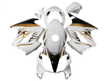 Honda VFR 800 Motorrad Verkleidung 2002-2013 - Weiss Gold Flamme