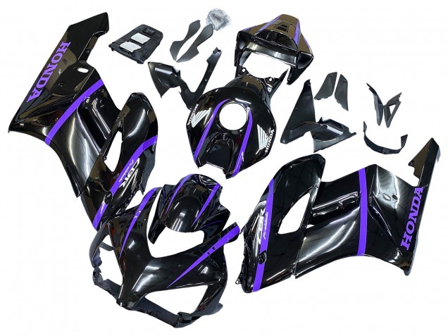 Honda CBR1000RR Motorrad Verkleidung 2004-2005 - Glanzendes Schwarz Lila Streifen