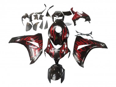 Honda CBR1000RR Motorrad Verkleidung 2008-2011 - Glanzendes Schwarz Rot Flamme
