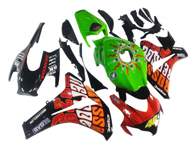Honda CBR1000RR Motorrad Verkleidung 2008-2011 - Grun Orange Glanzendes Schwarz Rossi Michelin 46