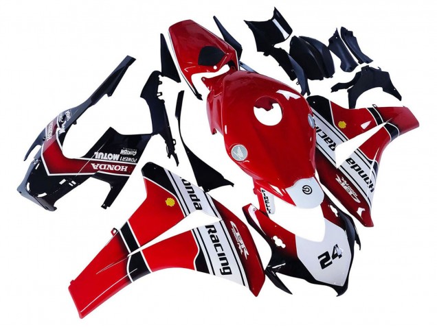 Honda CBR1000RR Motorrad Verkleidung 2008-2011 - Weiss Rot Glanzendes Schwarz Rennen 24