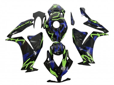 Honda CBR1000RR Motorrad Verkleidung 2012-2016 - Grun Blau Glanzendes Schwarz