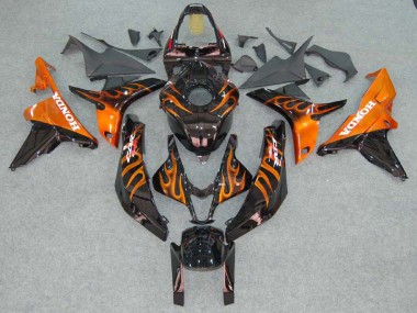 Honda CBR600RR Motorrad Verkleidung 2007-2008 - Glanzendes Schwarz Orange Flamme