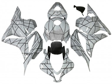Honda CBR600RR Motorrad Verkleidung 2009-2012 - Weiss Grau Schwarz Linie