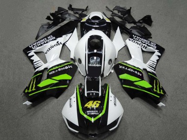 Honda CBR600RR Motorrad Verkleidung 2009-2012 - Weiss Grun Glanzendes Schwarz Semakin Didepan Monster 46