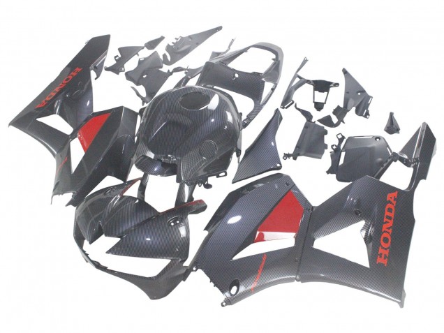 Honda CBR600RR Motorrad Verkleidung 2013-2023 - Schwarzes Carbonfaser Rot