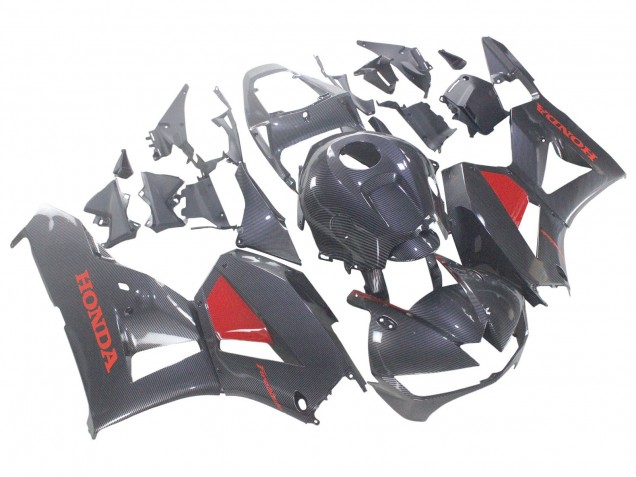 Honda CBR600RR Motorrad Verkleidung 2013-2023 - Schwarzes Carbonfaser Rot
