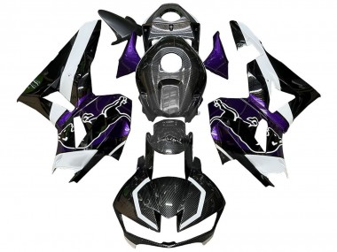 Honda CBR600RR Motorrad Verkleidung 2013-2023 - Schwarzer Carbonfaser Stil Weiss violett Red Bull