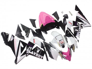 Kawasaki ZX10R Motorrad Verkleidung 2004-2005 - Schwarz Rosa Weiss Playboy Motul