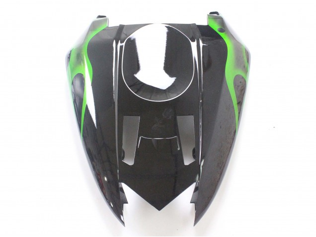 Kawasaki ZX10R Motorrad Verkleidung 2004-2005 - Schwarz mit Gruner Flamme Ninja