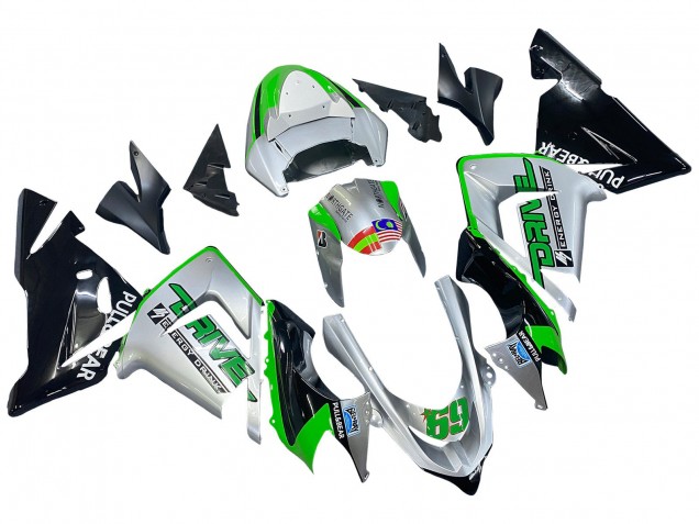 Kawasaki ZX10R Motorrad Verkleidung 2004-2005 - Grun Silber Schwarz 69