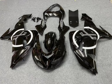 Kawasaki ZX10R Motorrad Verkleidung 2006-2007 - Glanzendes Schwarz Weiss Kreis