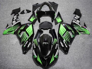 Kawasaki ZX10R Motorrad Verkleidung 2006-2007 - Glanzendes Schwarz Grun