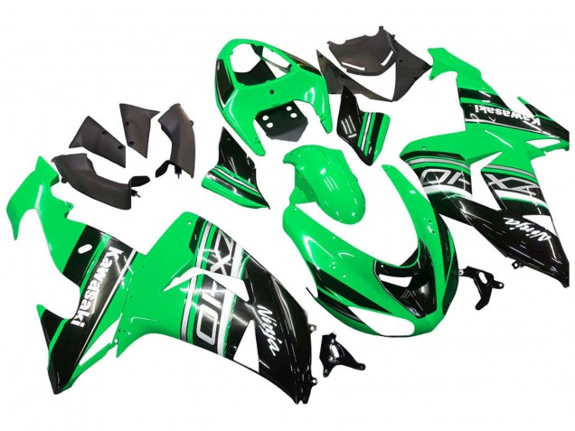 Kawasaki ZX10R Motorrad Verkleidung Kit 2006-2007 - Grun Weiss Schwarz