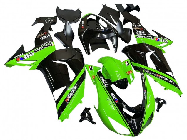 Kawasaki ZX10R Motorrad Verkleidung 2006-2007 - Grun Schwarz Elf Touch4 3M