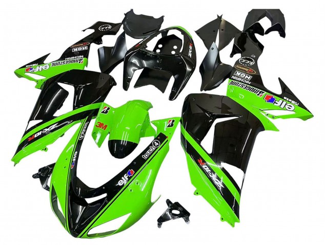 Kawasaki ZX10R Motorrad Verkleidung 2006-2007 - Grun Schwarz Elf Touch4 3M