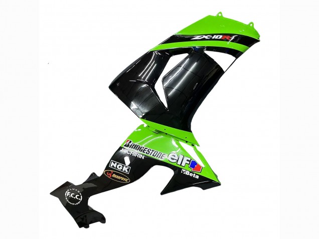 Kawasaki ZX10R Motorrad Verkleidung 2006-2007 - Grun Schwarz Elf Touch4 3M