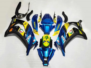Kawasaki ZX10R Motorrad Verkleidung 2008-2010 - Blau Gelb Schwarz Hai