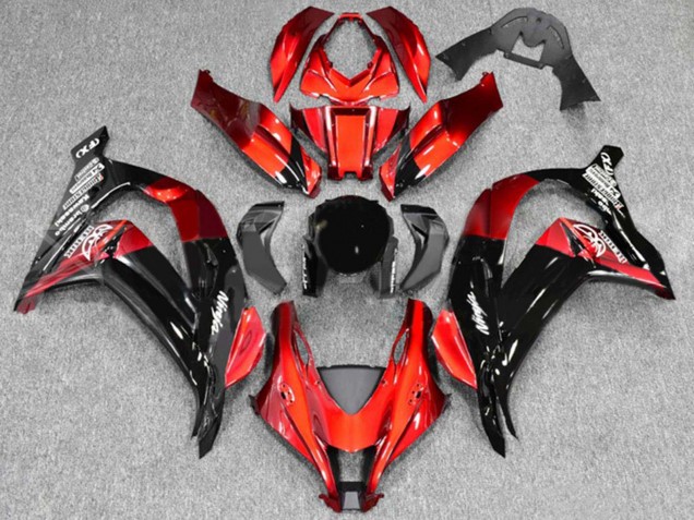 Kawasaki ZX10R Motorrad Verkleidung 2016-2020 - Rot Glanzendes Schwarz
