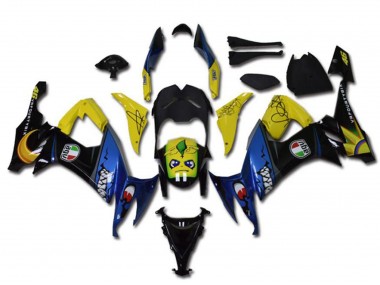Gelb Schwarz Blau Hai 2008-2010 Kawasaki ZX10R Motorrad Verkleidung