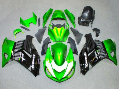 Kawasaki ZX14R ZZR1400 Motorrad Verkleidung 2006-2011 - Grun Weiss Glanzendes Schwarz