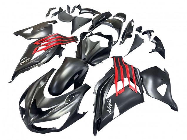 Kawasaki ZX14R ZZR1400 Motorrad Verkleidung 2012-2024 - Matt Schwarz Rot Weiss Ninja