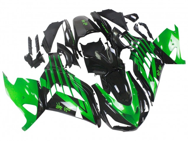 Kawasaki ZX14R ZZR1400 Motorrad Verkleidung Kit 2012-2024 - Grun Glanzendes Schwarz
