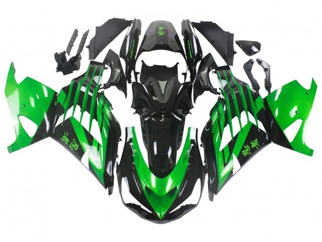 Kawasaki ZX14R ZZR1400 Motorrad Verkleidung Kit 2012-2024 - Grun Glanzendes Schwarz