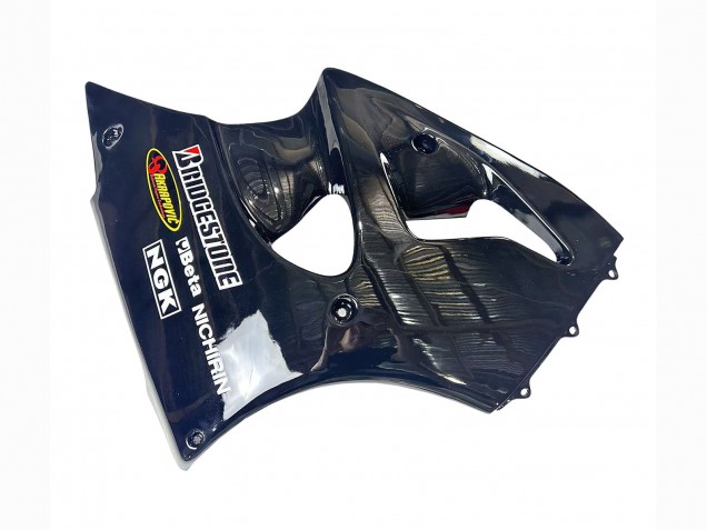 Kawasaki ZX6R Motorrad Verkleidung 1998-1999 - Glanzendes Schwarz Gelb Elf Bridgestone